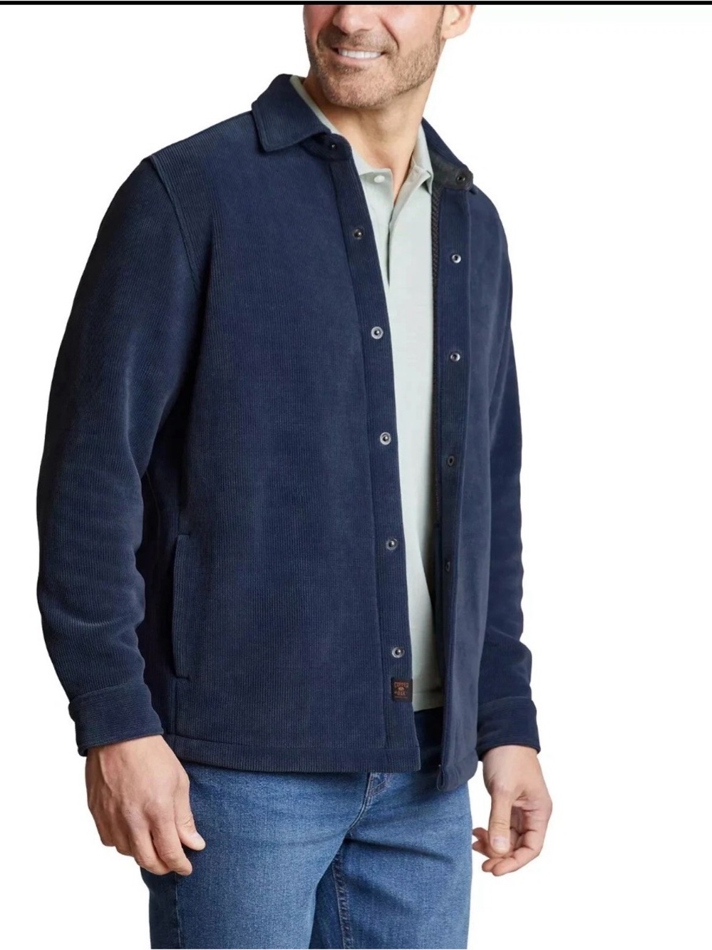 Men's Navy velvety Corduroy Button-Front Jacket